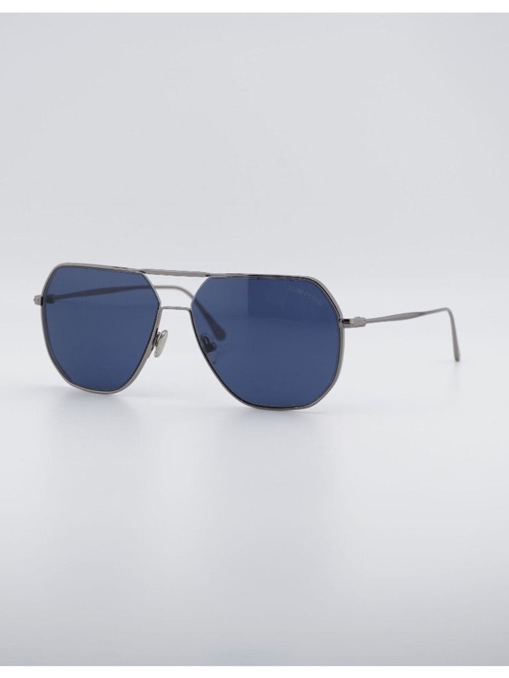 Tom Ford Gilles-02 FT0852 14V Sunglasses Ruthenium Aviator Frame, Blue Lenses